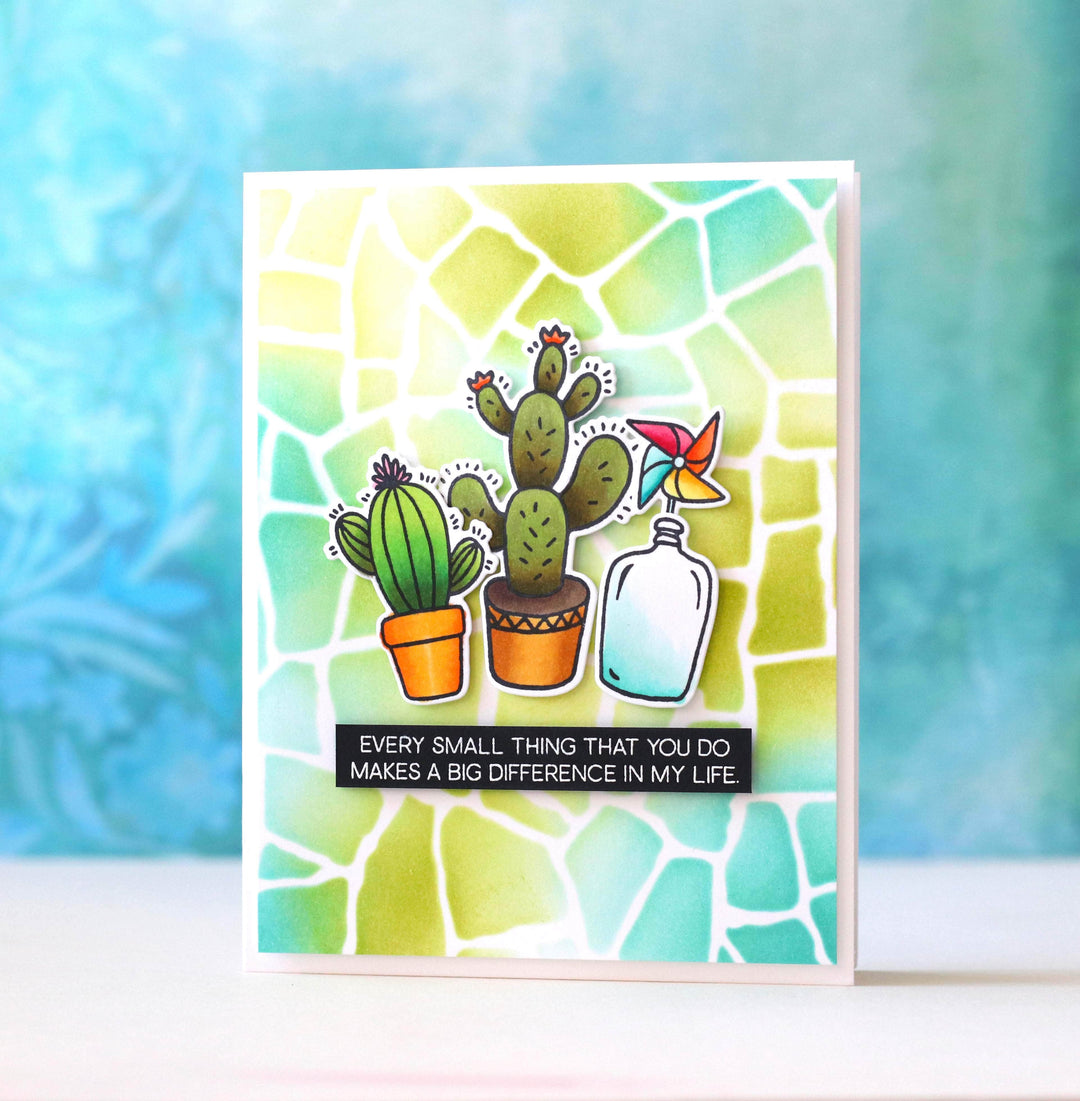Altenew Ink Spray & Stencil Bundle Stone Wall Stencil w/ Sea Glass and Dusk Ink Sprays Bundle