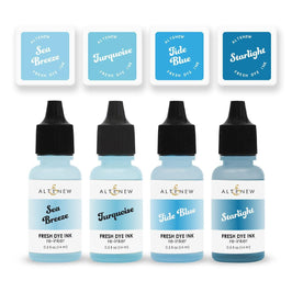 Deep Blue Seas Fresh Dye Ink Mini Cube & Re-inker Bundle