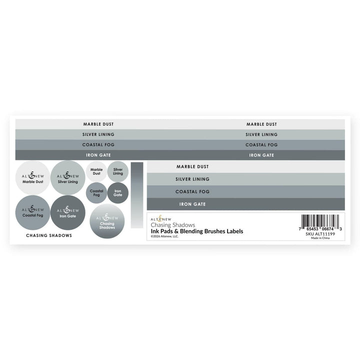 Ink Pads & Blending Brushes Label Set - Chasing Shadows