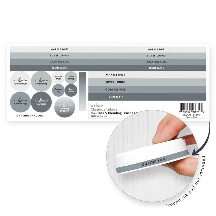 Ink Pads & Blending Brushes Label Set - Chasing Shadows