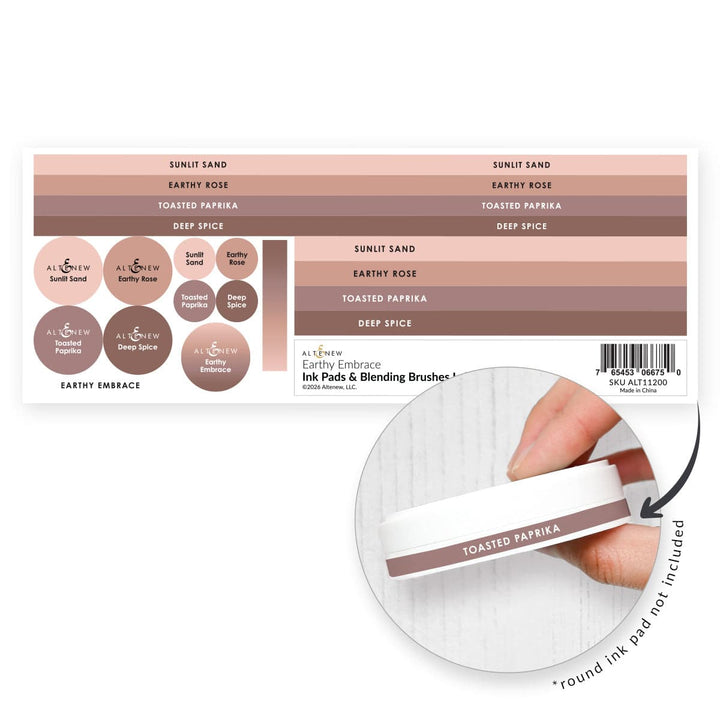 Ink Pads & Blending Brushes Label Set - Earthy Embrace