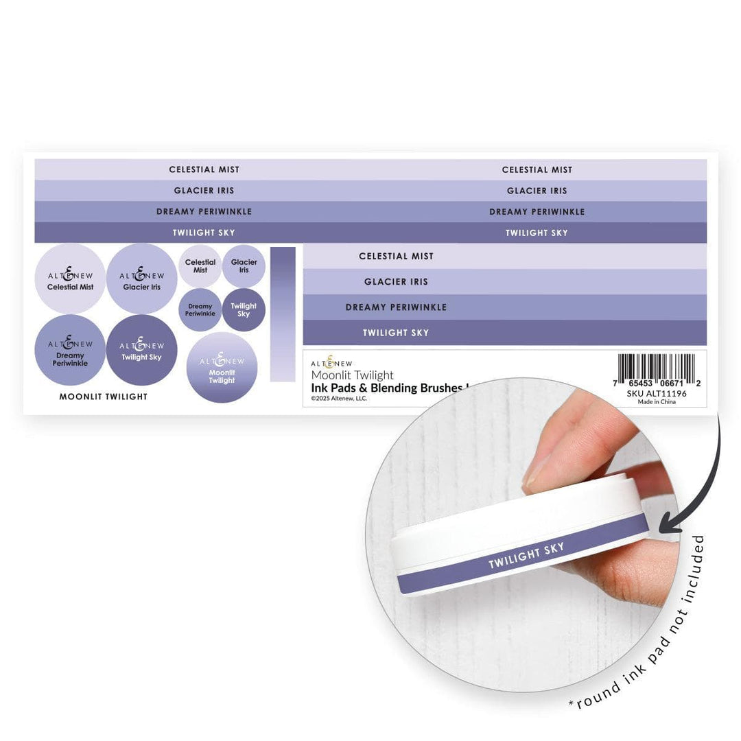Ink Pads & Blending Brushes Label Set - Moonlit Twilight