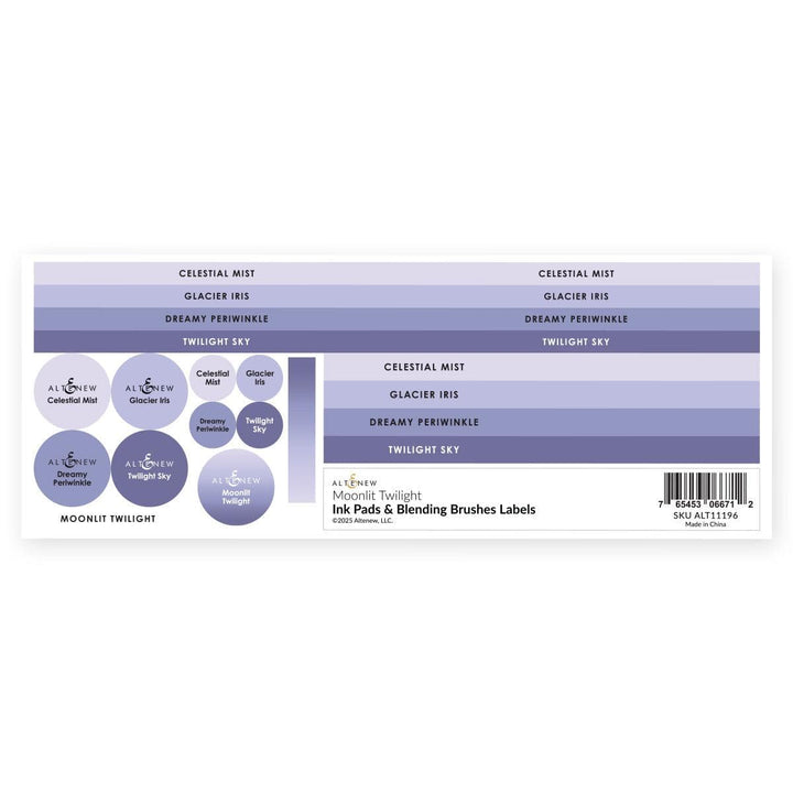 Ink Pads & Blending Brushes Label Set - Moonlit Twilight
