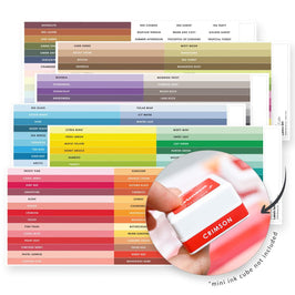 Misil Craft Decals Mini Ink Cube Label Set - All Crisp Dye Ink Colors (6 Sheets)