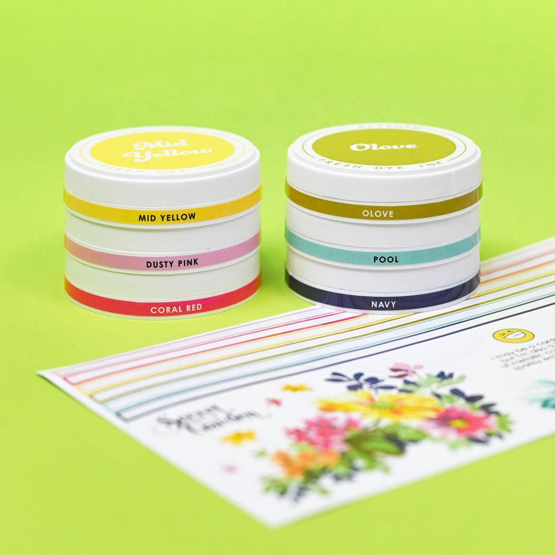 Round Ink Pads Label Set - ChromaBloom Delights Fresh Dye Ink Bundle