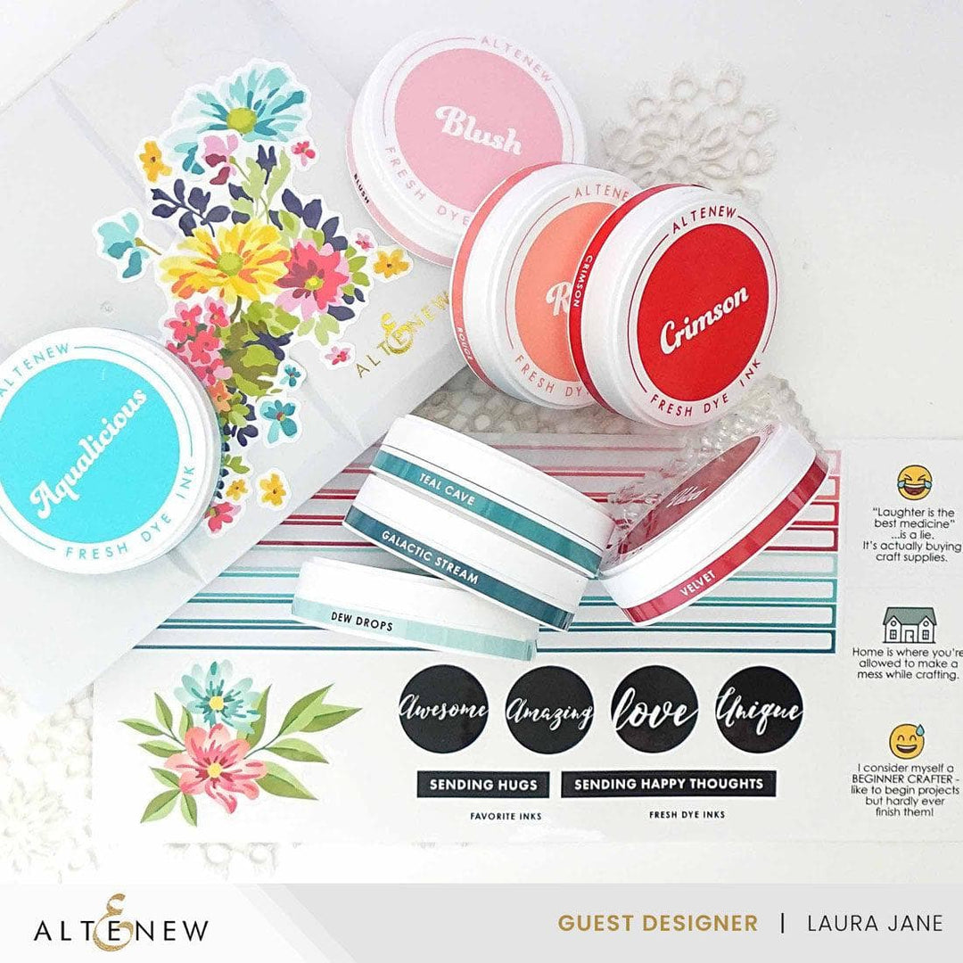 Round Ink Pads Label Set - Colorful Charisma Fresh Dye Ink Bundle