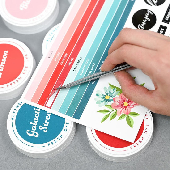 Round Ink Pads Label Set - Colorful Charisma Fresh Dye Ink Bundle