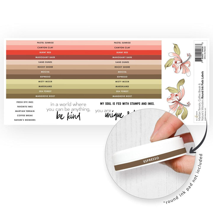 Round Ink Pads Label Set  - Martian Terrain, Coffee Break, Nature’s Wonders