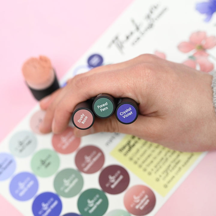 Misil Craft Decals Small & Mini Blending Brushes Label Set - Blue Mountains, Frosted Foliage, Woodland Escape