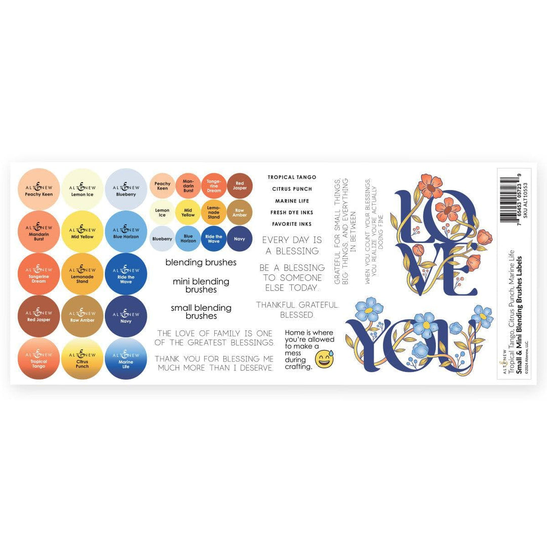 Small & Mini Blending Brushes Label Set - Tropical Tango, Citrus Punch, Marine Life