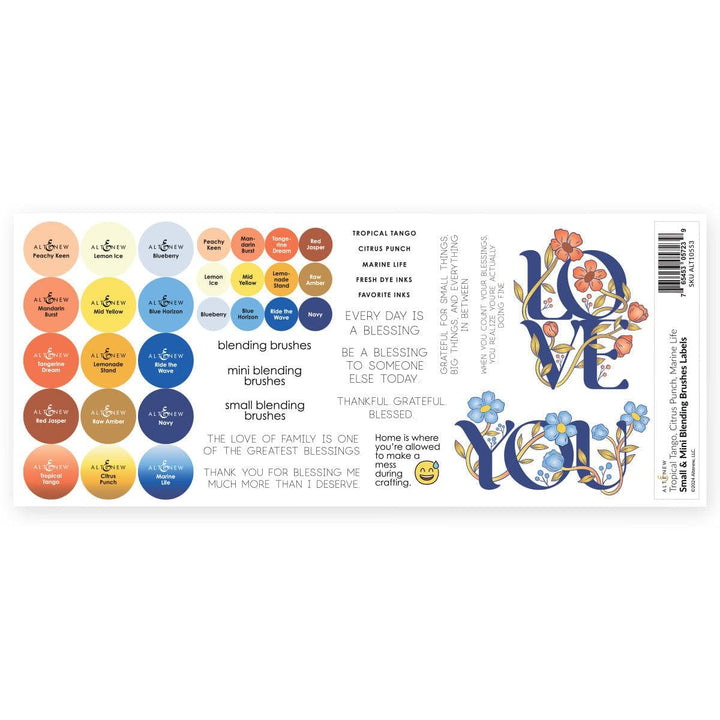 Small & Mini Blending Brushes Label Set - Tropical Tango, Citrus Punch, Marine Life