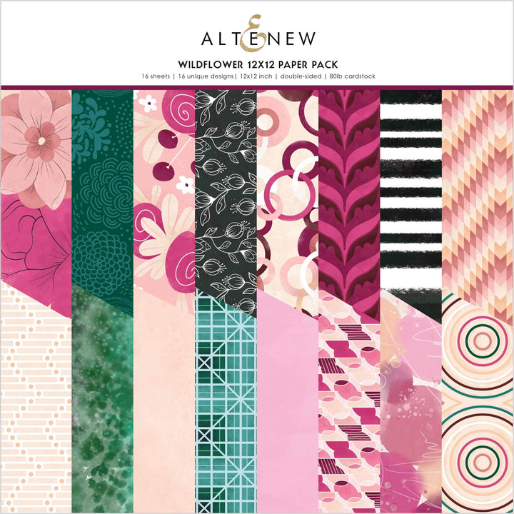 Pexzuh Printing Pattern Paper Wildflower Paper Crafting Collection 12x12 Paper Pack
