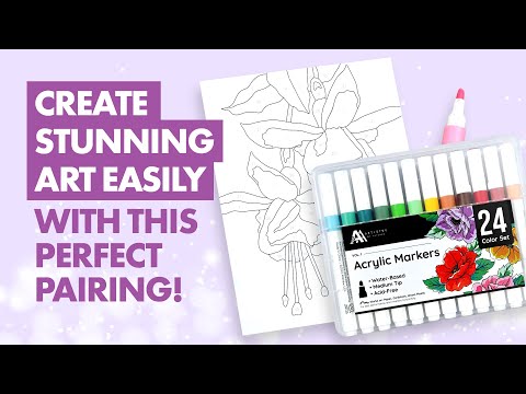 Acrylic Marker Set & Color-by-Number Sheets Bundle