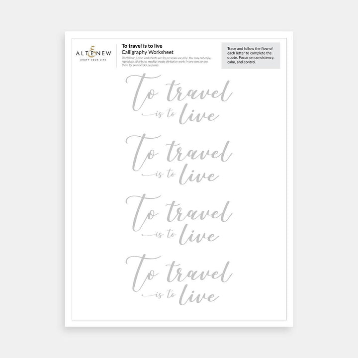 Travel-Inspired Calligraphy Worksheets (Printed) – Brush Lettering for Beginners!