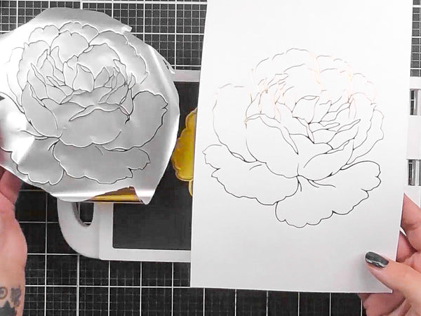 Place on a hot foiling machine and use heat to carefully transfer the foil onto paper.