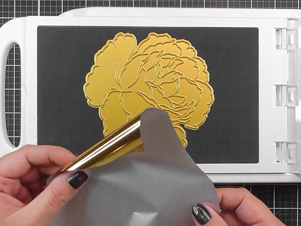 Create a sandwich with your cardstock and foil of choice pretty side up