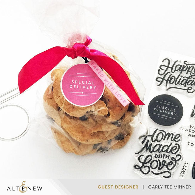 Altenew Wrapped With Love stamp, die, and Betterpress plate bundle, featuring floral design elements on white background.