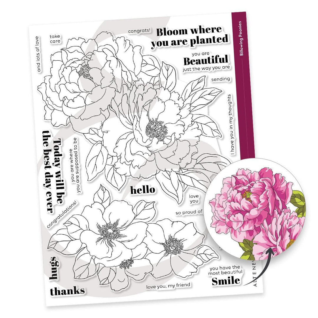 Altenew Stamp & Die Bundle Billowing Peonies