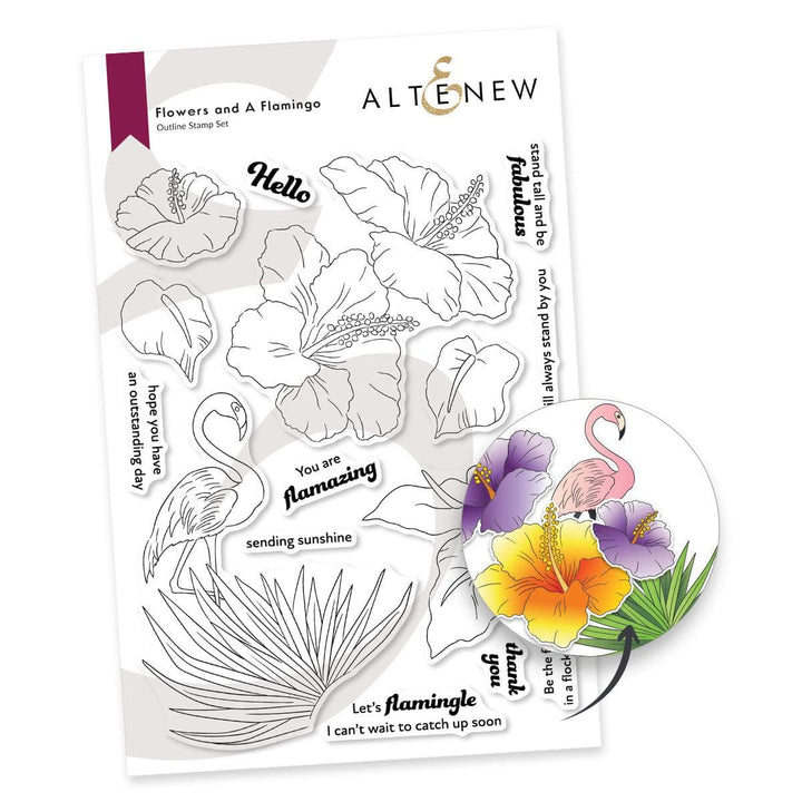Flowers And A Flamingo