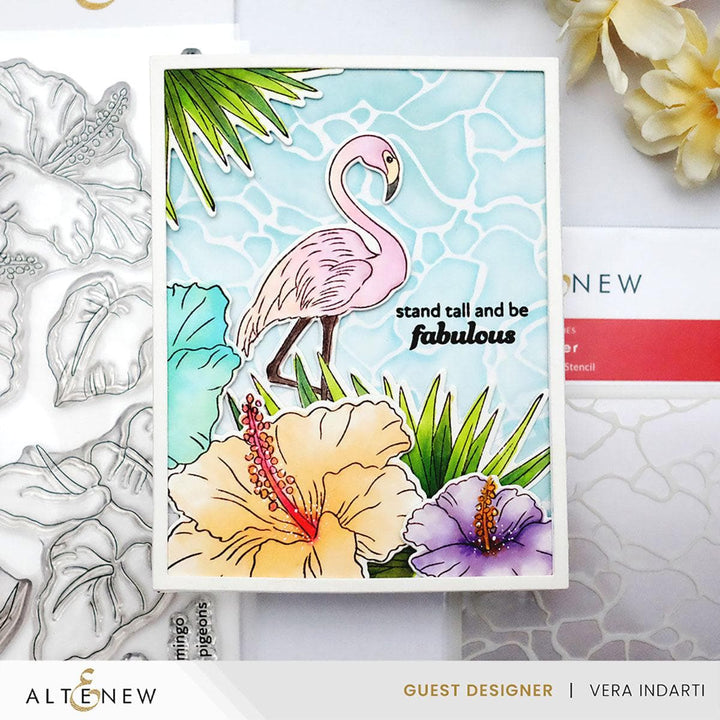 Flowers And A Flamingo