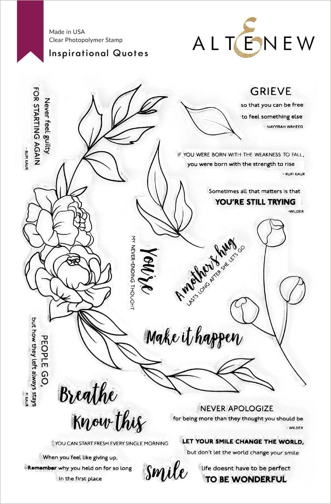 Altenew Stamp & Die Bundle Inspirational Quotes Stamp & Die Bundle