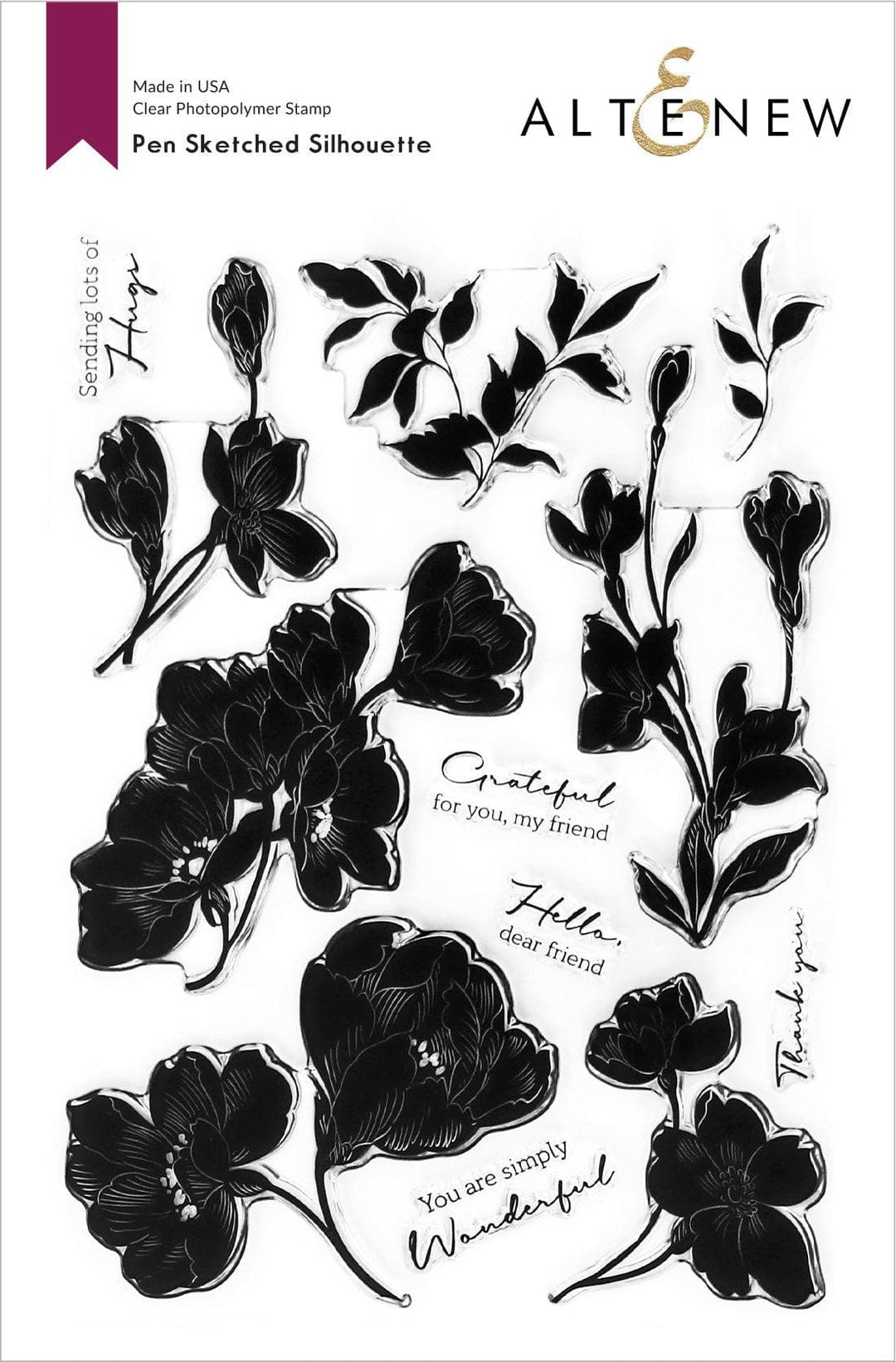 Altenew Stamp & Die Bundle Pen Sketched Silhouette Stamp & Die Bundle