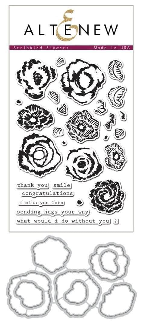 Altenew Stamp & Die Bundle Z - Scribbled Flowers Stamp & Die Bundle