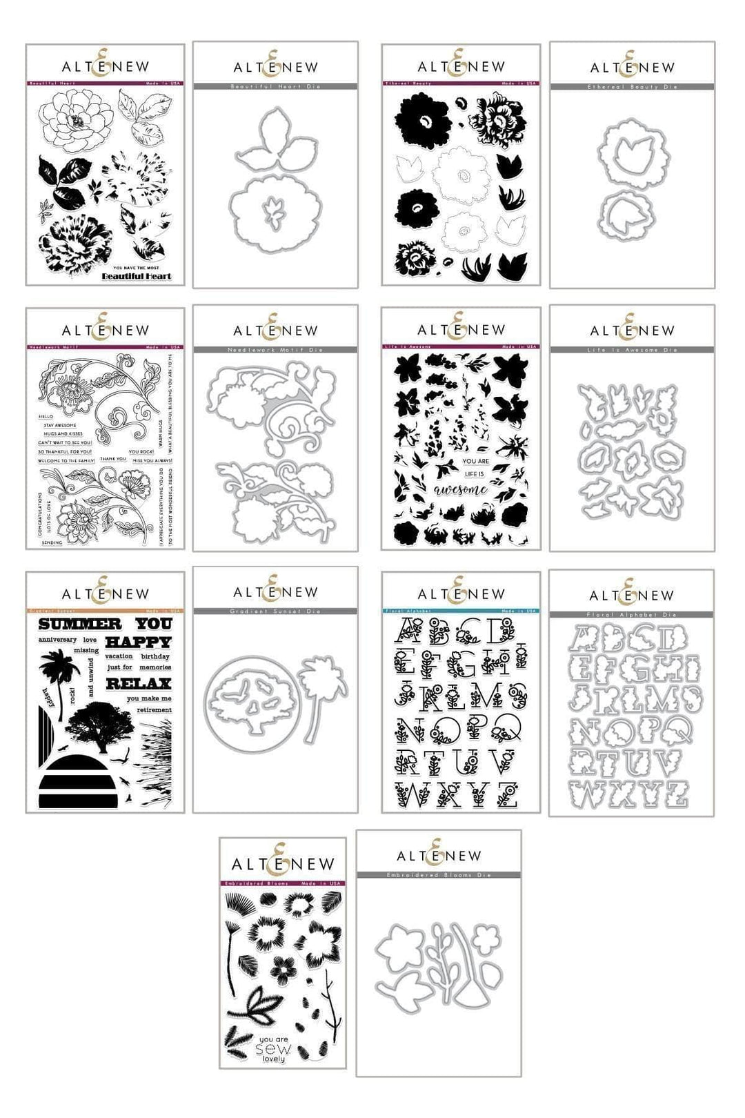 Altenew Stamp & Die Bundle Sew in Love Coordinating Stamp & Die Bundle