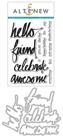 Altenew Stamp & Die Bundle Super Script Stamp & Die Bundle
