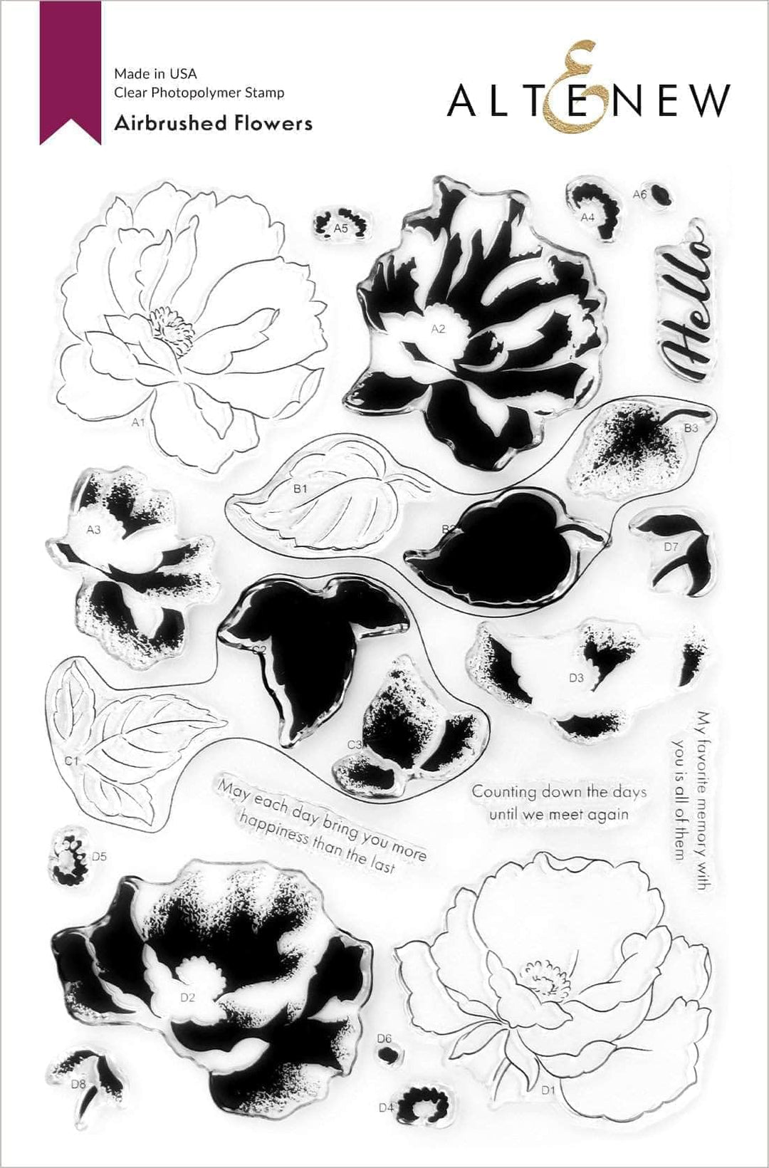 Altenew Stamp & Die & Stencil Bundle Airbrushed Flowers