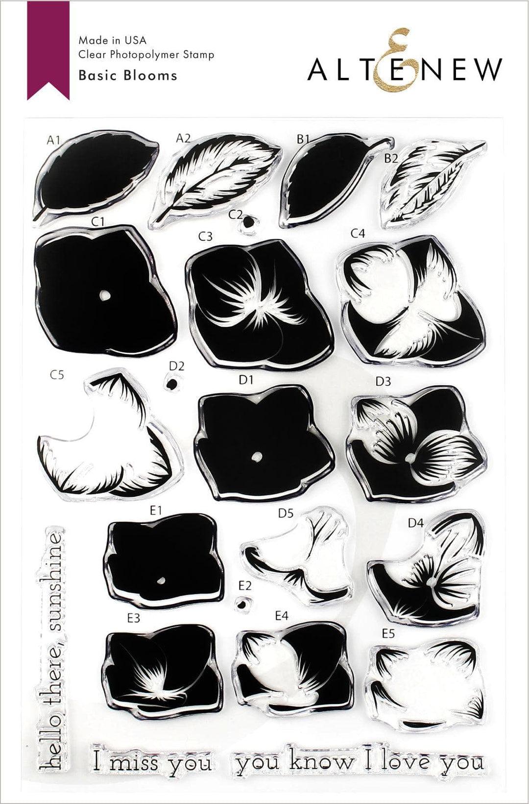 Altenew Stamp & Die & Stencil Bundle Basic Blooms Stamp & Die & Mask Stencil Bundle