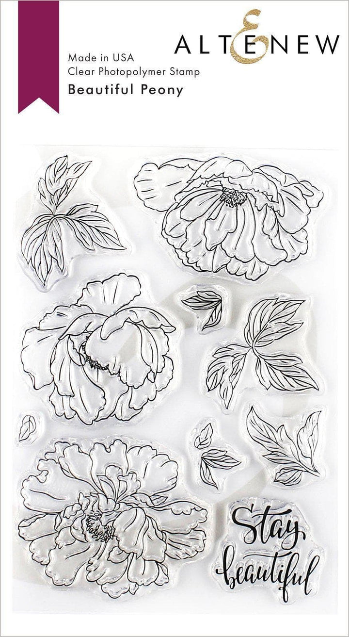 Altenew Stamp & Die & Stencil Bundle Beautiful Peony Stamp & Die & Mask Stencil Bundle