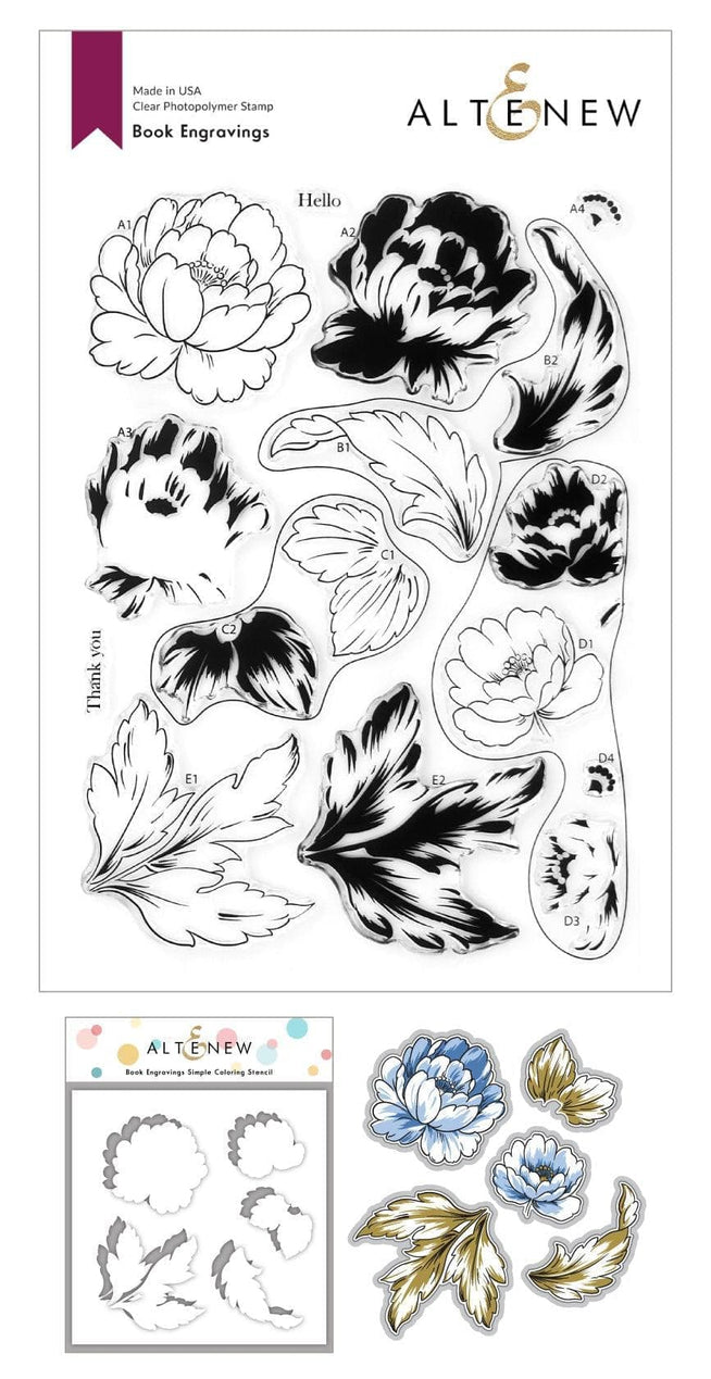 Altenew Stamp & Die & Stencil Bundle Book Engravings Stamp & Die & Stencil Bundle