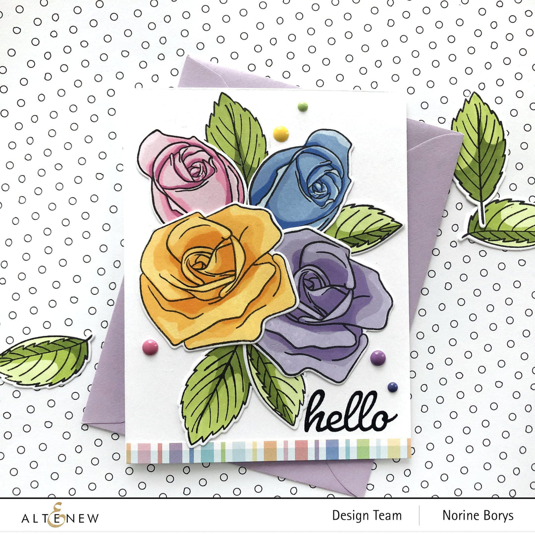 Altenew Stamp & Die & Stencil Bundle Cartoon Rose Stamp & Die & Mask Stencil Bundle
