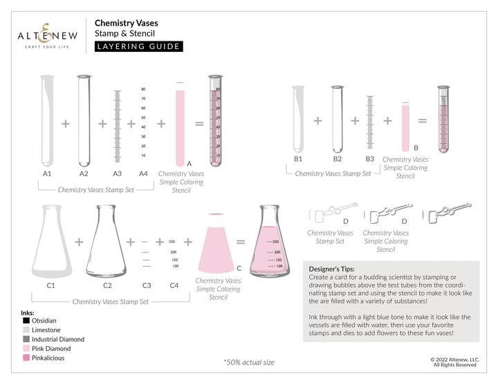 Altenew Stamp & Die & Stencil Bundle Chemistry Vases Complete Bundle