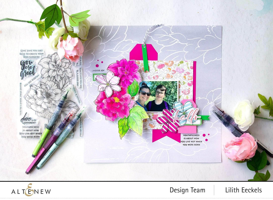 Altenew Stamp & Die & Stencil Bundle Courageous You Stamp & Die & Simple Coloring Stencil Bundle