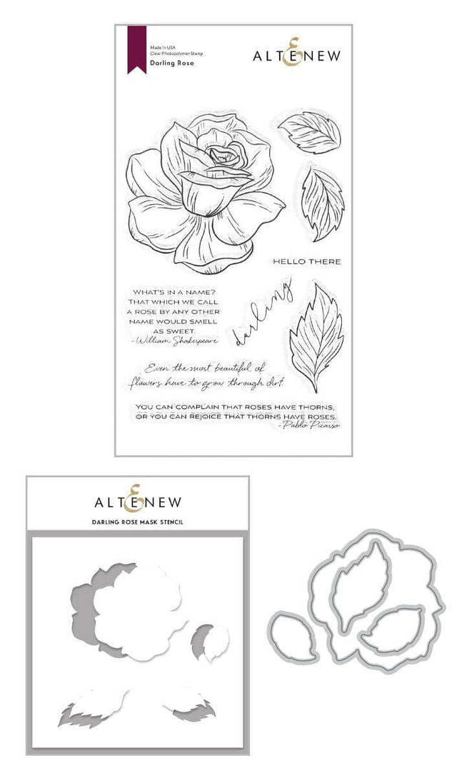 Altenew Stamp & Die & Stencil Bundle Darling Rose Stamp & Die & Mask Stencil Bundle