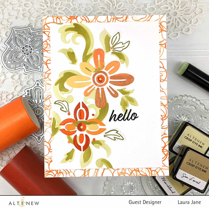 Altenew Stamp & Die & Stencil Bundle Enamel Flowers