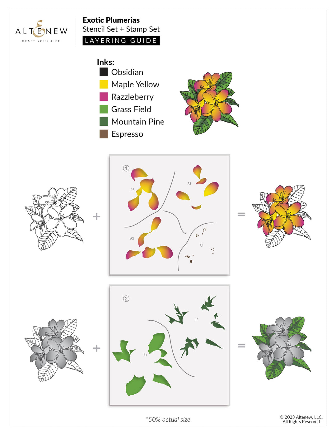 Altenew Stamp & Die & Stencil Bundle Exotic Plumerias