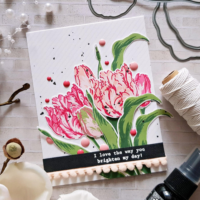 Altenew Stamp & Die & Stencil Bundle Exotic Tulips Stamp & Die & Mask Stencil Bundle
