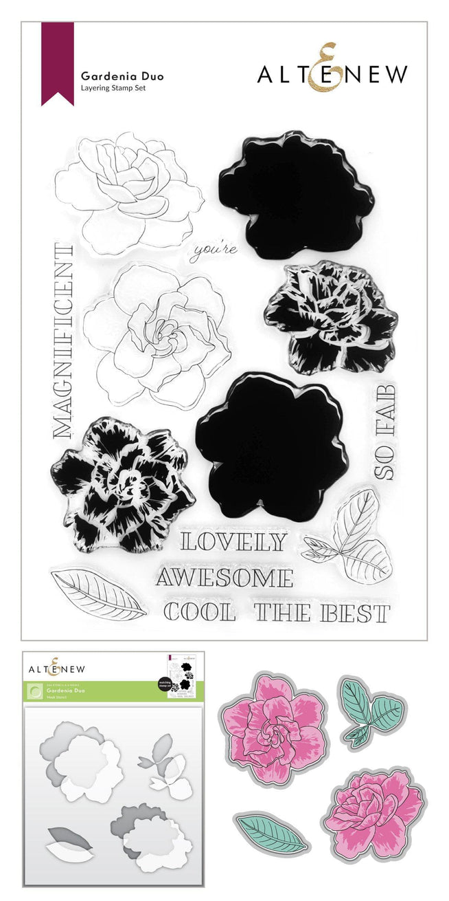 Altenew Stamp & Die & Stencil Bundle Gardenia Duo Stamp & Die & Mask Stencil Bundle