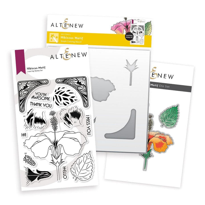 Altenew Stamp & Die & Stencil Bundle Hibiscus Motif