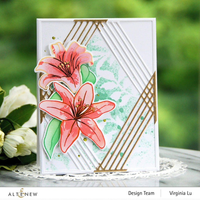 Altenew Stamp & Die & Stencil Bundle Inky Lily Stamp & Die & Coloring Stencil Bundle