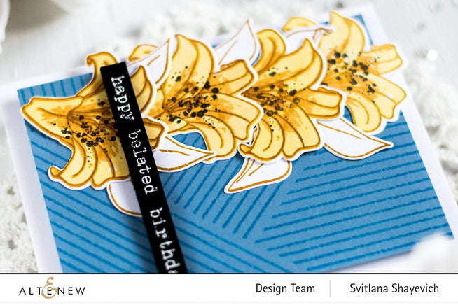 Altenew Stamp & Die & Stencil Bundle Inky Lily Stamp & Die & Coloring Stencil Bundle