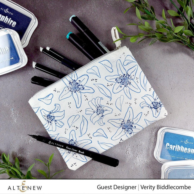 Altenew Stamp & Die & Stencil Bundle Inky Lily Stamp & Die & Coloring Stencil Bundle