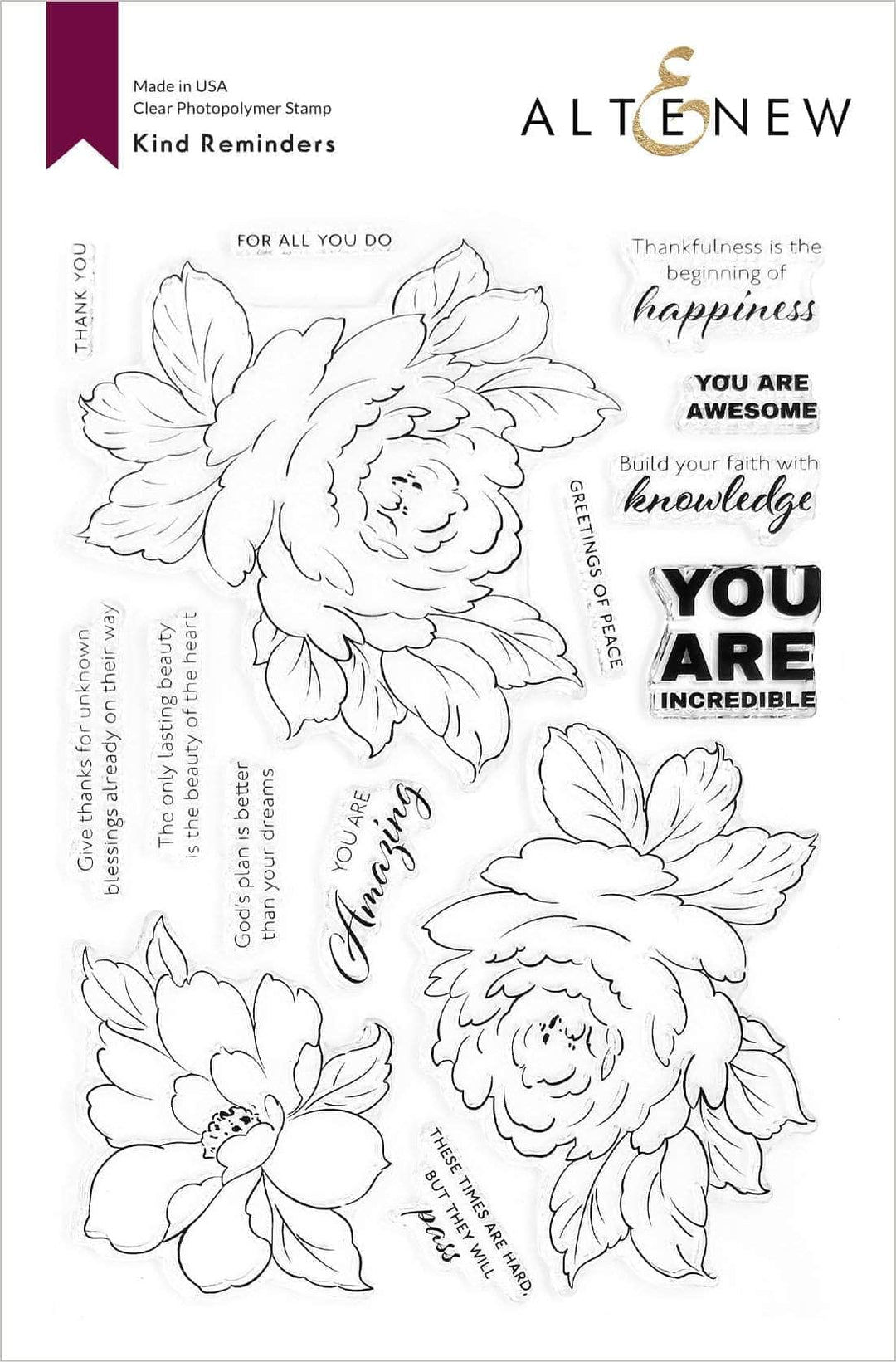 Altenew Stamp & Die & Stencil Bundle Kind Reminders