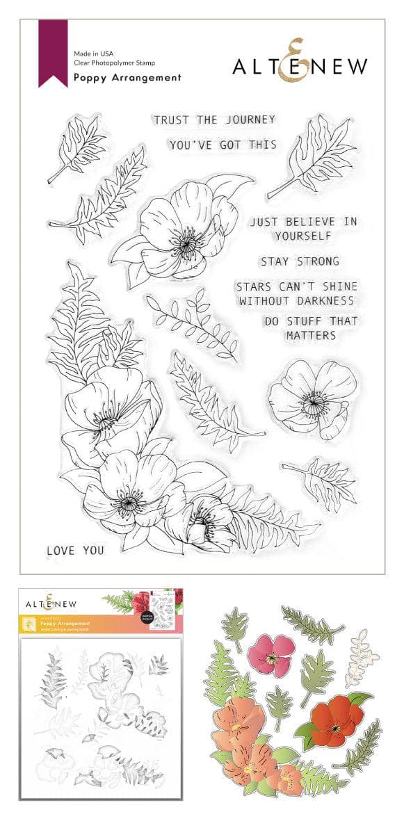 Altenew Stamp & Die & Stencil Bundle Poppy Arrangement Stamp & Die & Stencil Bundle