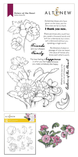Altenew | Card Making, Scrapbooking & Paper-Crafting Supplies! Stamp & Die & Stencil Bundle Sisters of the Heart Stamp & Die & Coloring Stencil Bundle