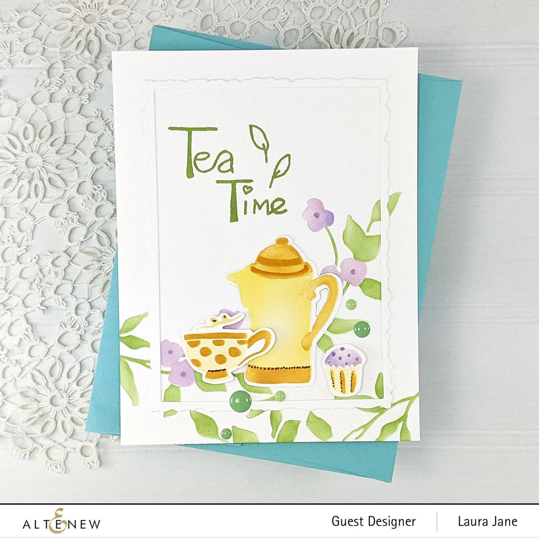 Altenew Stamp & Die & Stencil Bundle Tea Time Stamp & Die & Stencil Bundle