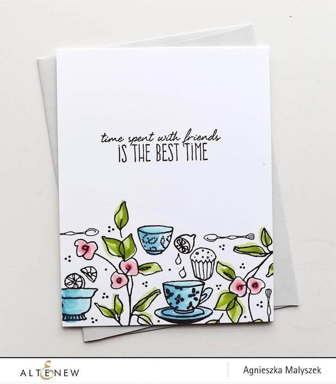 Altenew Stamp & Die & Stencil Bundle Tea Time Stamp & Die & Stencil Bundle
